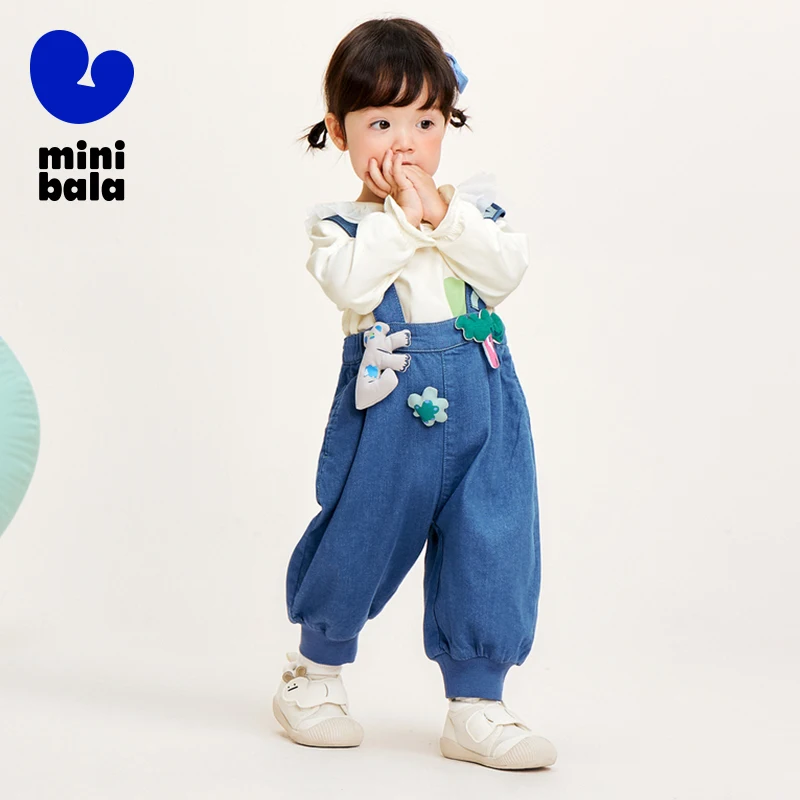 Длинные мини-брюки с оборкой джинсы для мальчиков и девочек новинка весны 2024