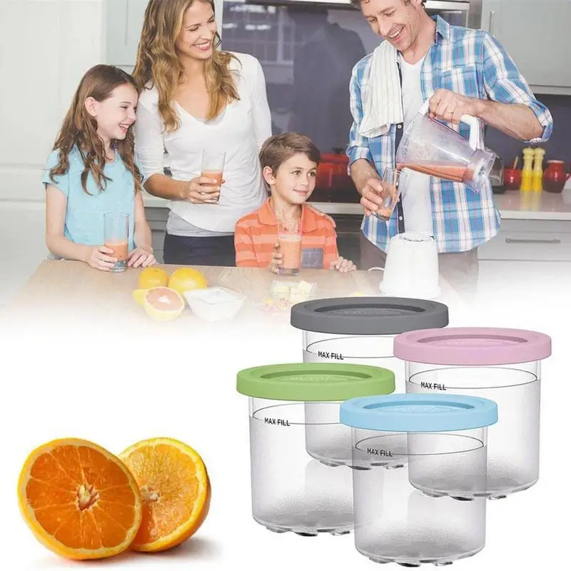 

Ice Cream Storage Container Food Cups For Homemade Ice Cream Dessert Storage Reusable Airtight Washable Ice Cream Milkshakes And