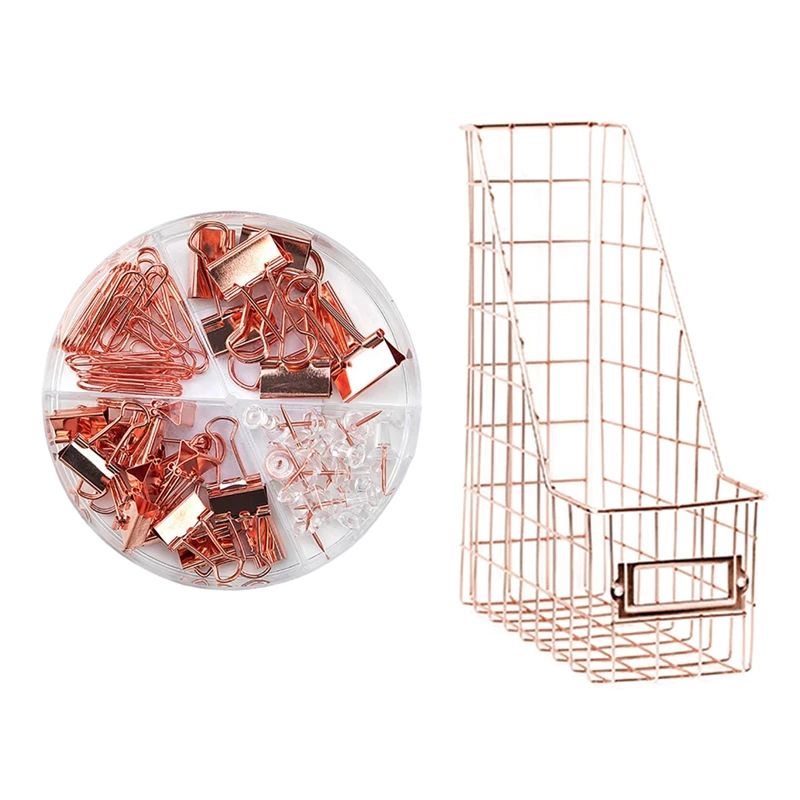 

Fashion Binder Clips Paper Clips Push Pins Sets With Box With File Holder Mesh Bedroom Stationery Desk Organizer