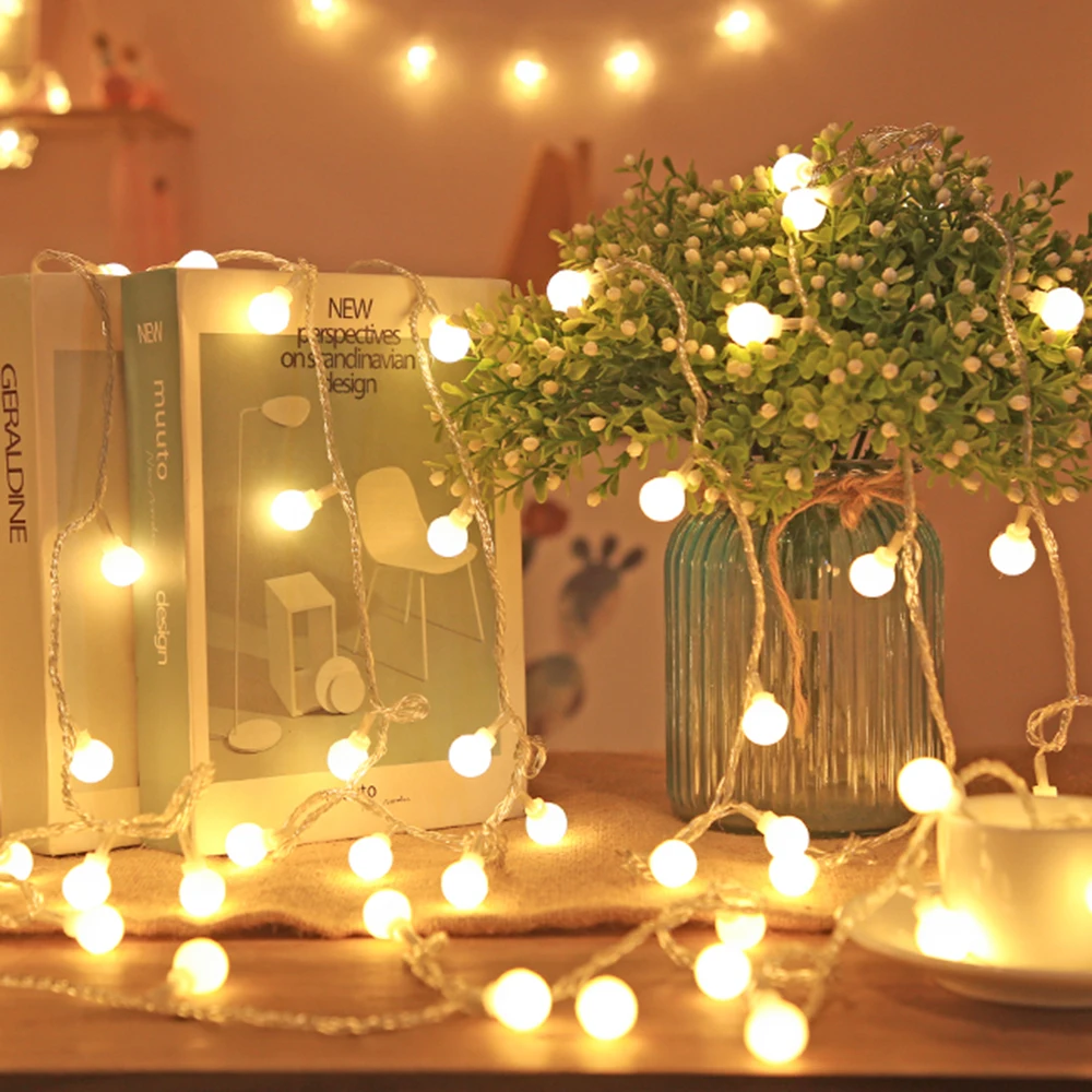 

LED Garland Fairy String Lights Christmas Holiday Wedding Party Outdoor Decoration Small White Ball Lights USB/Battery Powered