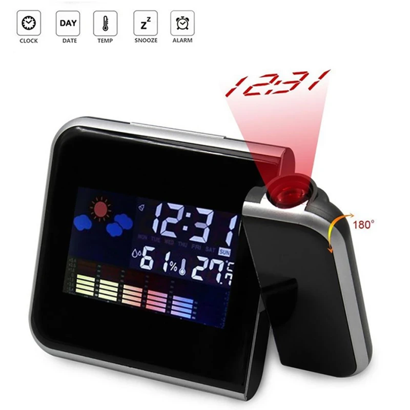 

Светодиодные настольные часы с проекцией, цветной экран, цифровой будильник, Повтор сигнала, дисплей, ночник, настольное украшение для офис...