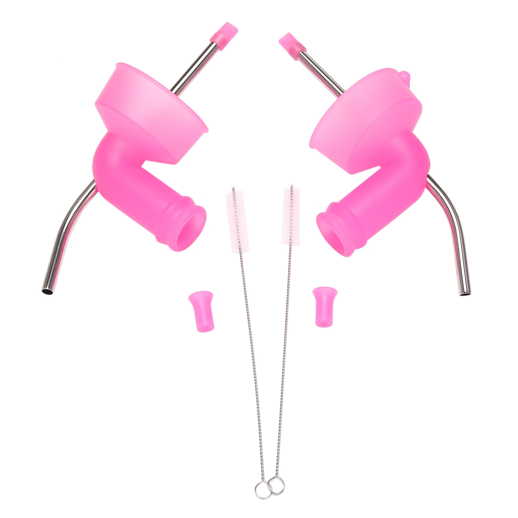 

2Pcs 2 in 1 Multifunction Canned Beer Bongs Beer Snorkel, Beer Wine Dispenser -Pink