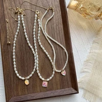 baroque heart imitation pearl pendant necklace ladies simple chain clavicle chain jewelry