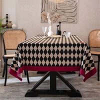 Tablecloth Plaid Decoration Velvet Checkerboard Tablecloth Suede Table Cloth Rectangular Small Cherry Printed Coffee Table Cloth