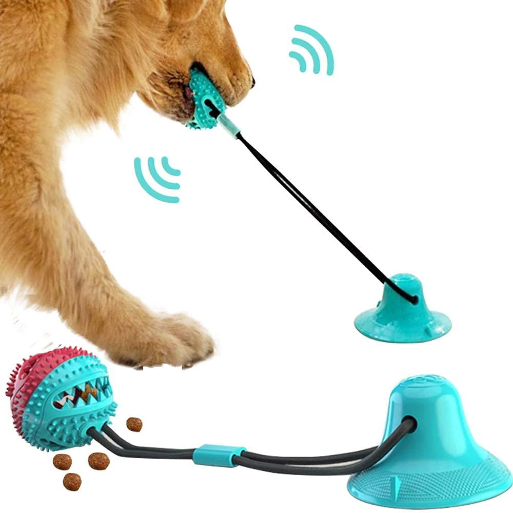 

Dog Toys Silicon Suction Cup Tug Interactive Dog Ball Toy For Pet Chew Bite Tooth Cleaning Toothbrush Feeding Pet Supplies