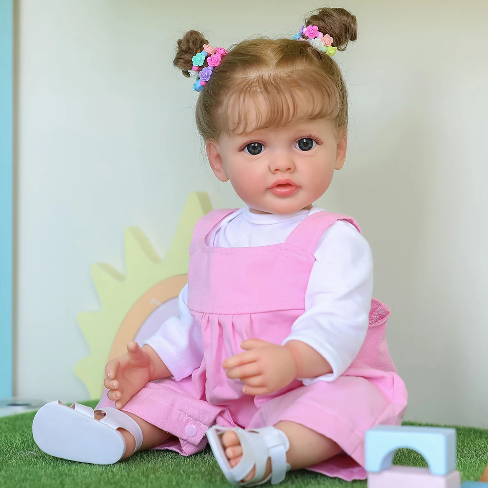 

55cm Lifelike Baby Doll 3D Skin Soft Silicone Realistic Reborn Baby Appease Toys Realistic Newborn Reborn Dolls Kits for Toddler