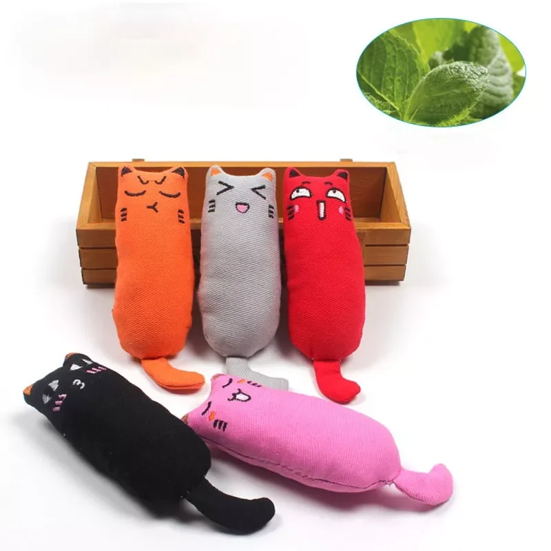

2023New Sound Catnip Toy Cats Products for Pets Cute Cat Toys for Kitten Teeth Grinding Cat Plush Thumb Pillow Pet Accessories
