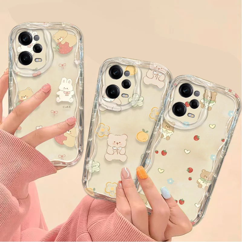 Прозрачный чехол с рисунком медведя и динозавра для Xiaomi Redmi Note 13 12 Pro Plus 4G 5G 12S 11S 11 10