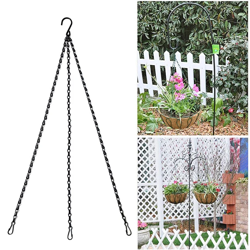 10Pcs Black Flower Plant Pot Basket Holder Hanging Chain with S-Shape Hooks for Home Garden Tools |
