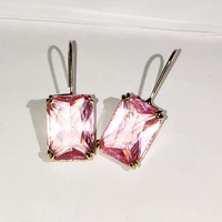 jewelry european and american exaggerated fashion simple color rhinestone earrings square popular ear hook earrings female