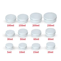 510152030506080100150g empty white round aluminum box metal tin cans cosmetic cream refillable jar aluminum pot