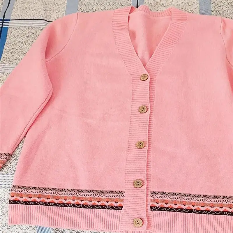 Свитера большого размера 4xl с принтом женский весенний вязаный кардиган