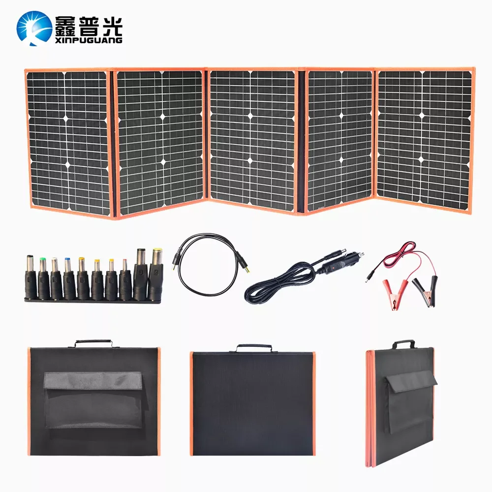 

NEW2023 Foldable 100W Solar Panel Kit 12V Portable Solar Charger Folding Handbag DC USB Ports Power Bank Charging For Car Home C