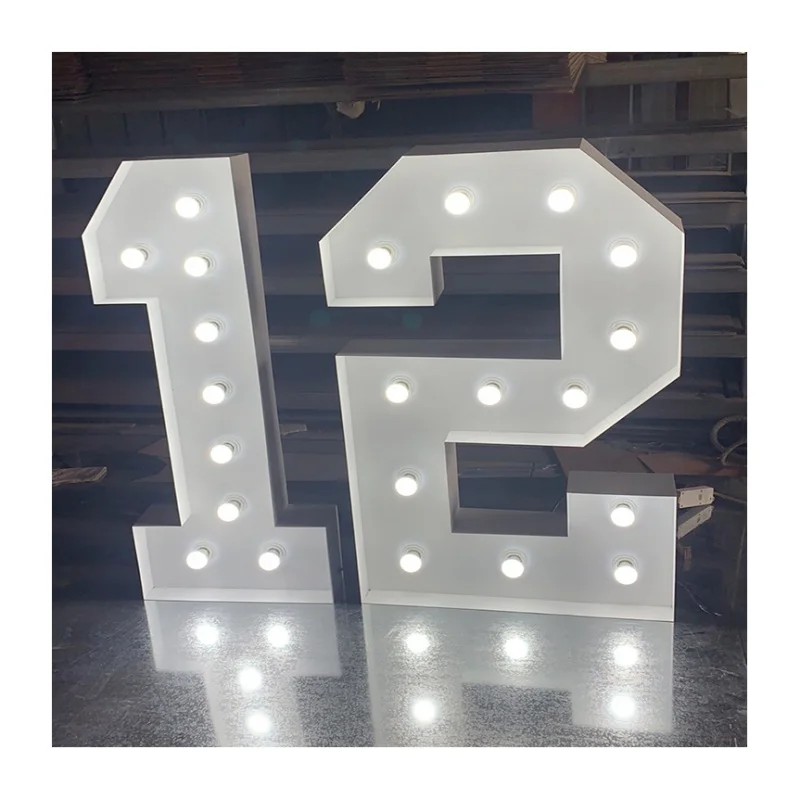 

Outdoor 2ft Large Led Letters Sign Marquee Light up Giant Number Bulb Letters for Decoration 3d Letter LED Bulbs Custom Designs