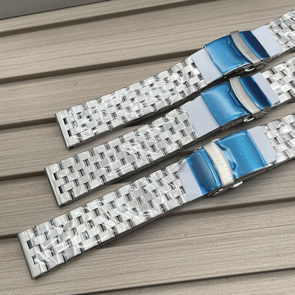 20MM*220MM No Logo Stainless Steel Bracelet 316L Watch Strap Butterfly Folding Buckle Repair Replacement Tool
