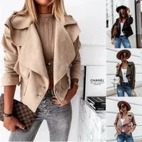 2022 autumn and winter jacket women long sleeved lapel deerskin velvet button jacket womens small jacket ropa para mujer