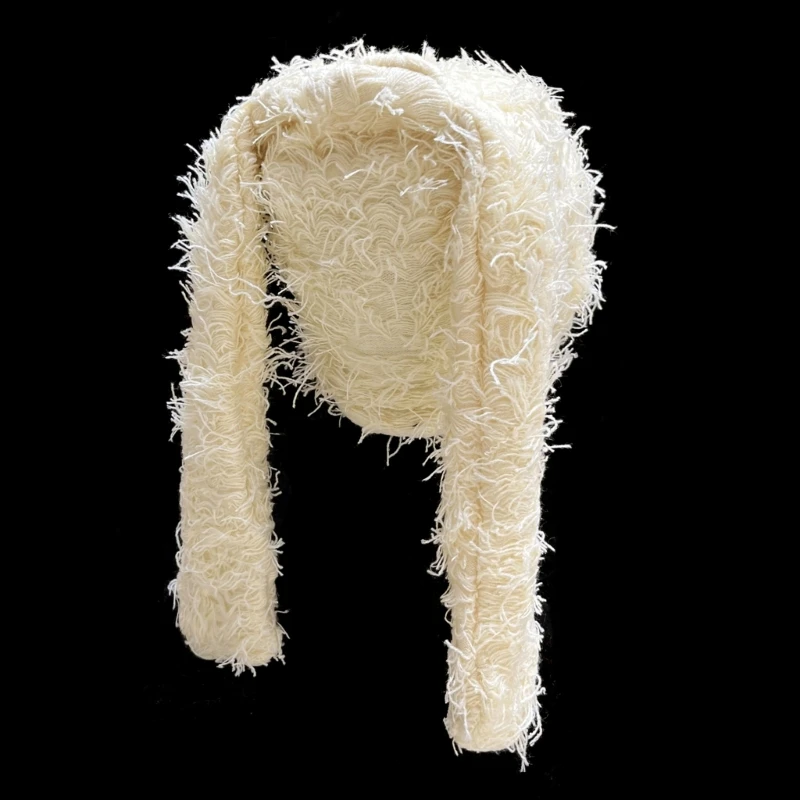 Вязаная крючком шапка 2000-х годов зимняя теплая вязаная без полей с длинными