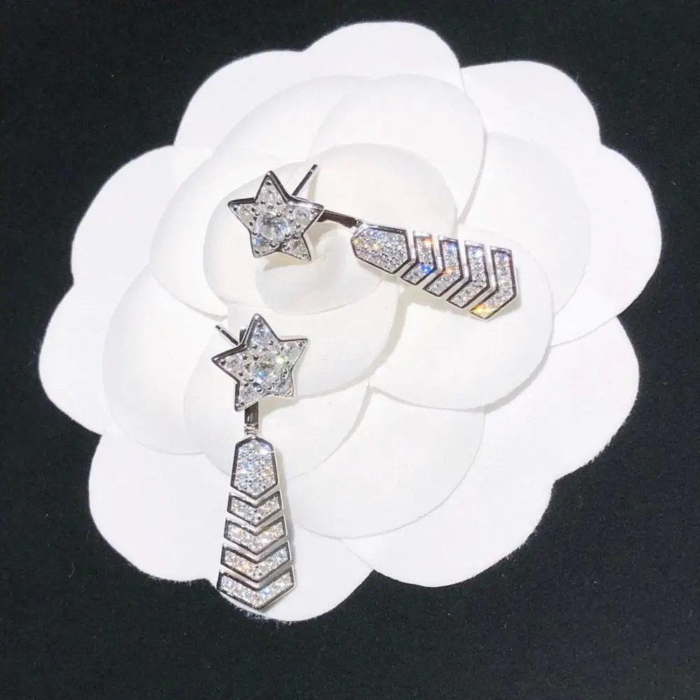 

New 2022 Hot Brand Anniversary Gifts Earrings Star Earrings Full Diamond Stud Earrings White Gold Pure 925 Meteor Star Earrings