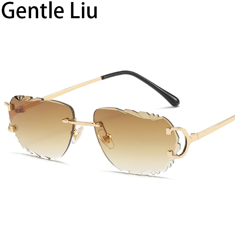 

Small Rectangle Rimless Sunglasses Men 2023 Luxury Brand Irregular Frameless Sun Glasses Male Vintage Eyewear Free Shipping