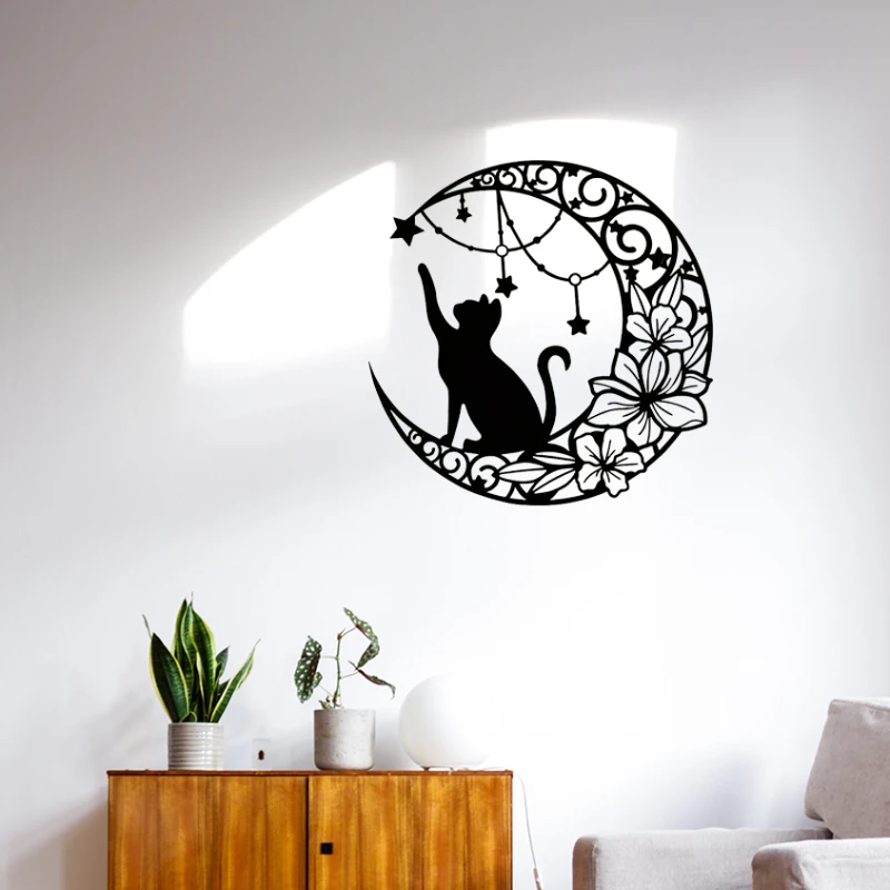 1 шт. металлическая подвеска в виде черной кошки для украшения дома