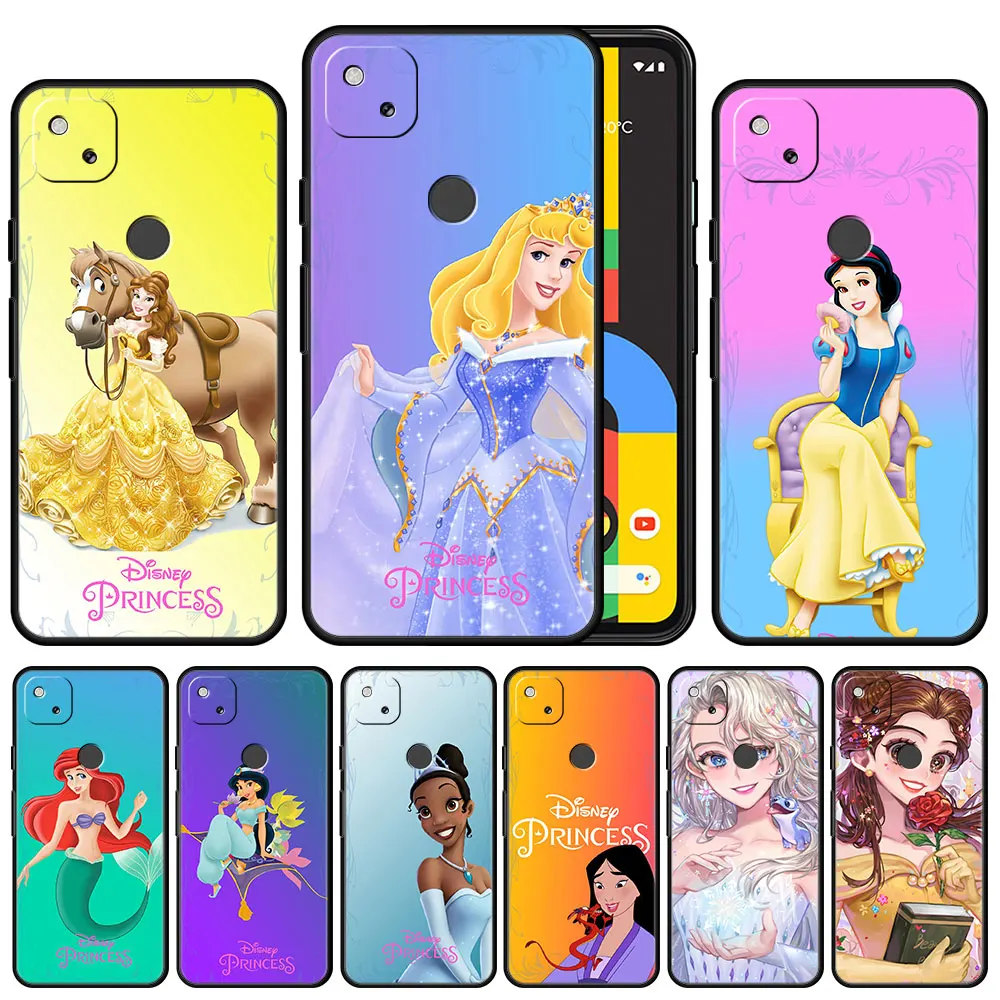 

Case Cover for Google Pixel 5a 4a 3 4 XL 5 6 Pro 4G 5G Thin Casing Fashion Official Phone Full Armor Original Disney Princess