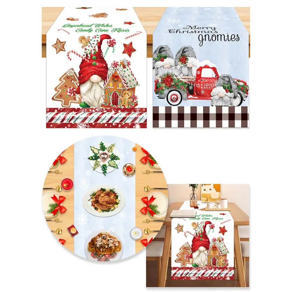 

Holiday Table Decoration Festive Cartoon Pattern Table Runner Durable Fine Workmanship for Christmas Home Decoration Distinct