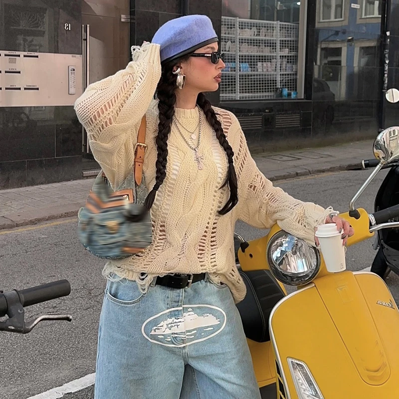 Женские вязаные свитера с круглым вырезом повседневные свободные пуловеры топ