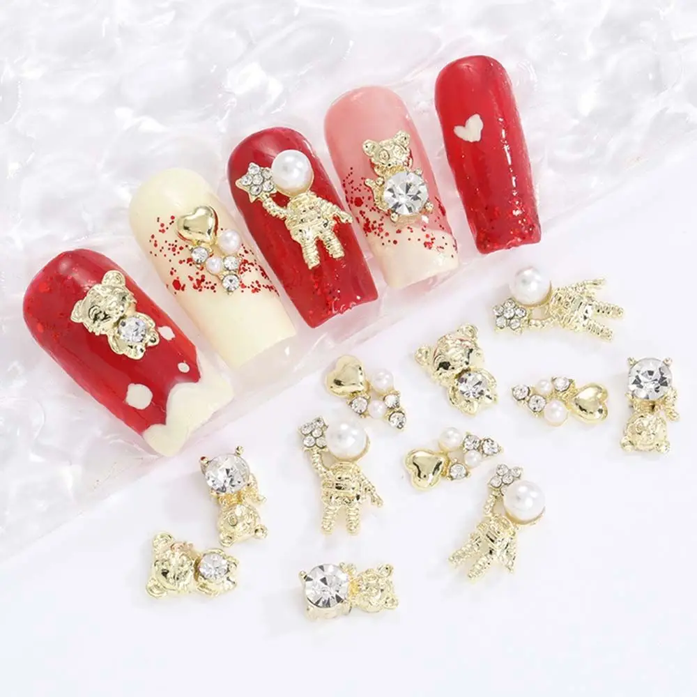 

2022 год Тигра ногти алмазное украшение Любовь Сердце жемчуг Тигр Дизайн ногтей Стразы новый год DIY маникюрные инструменты