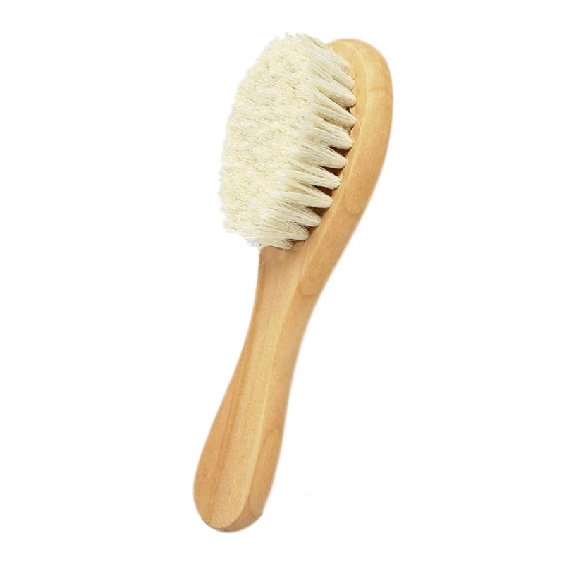 

Natural Wooden Handle Soft Press Baby Hairbrush And Super Soft Goat Hair Suitable For Newborns And Children's Natural Wooden Han