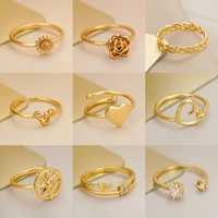 little daisy rings for women girls rose sunflower rings adjustable heart wedding jewelry best sister friendship gifts