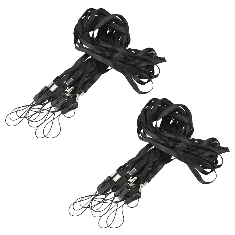 

20X Black Lanyard Neck Strap For ID Pass Card Badge / Mobile Phone Holder