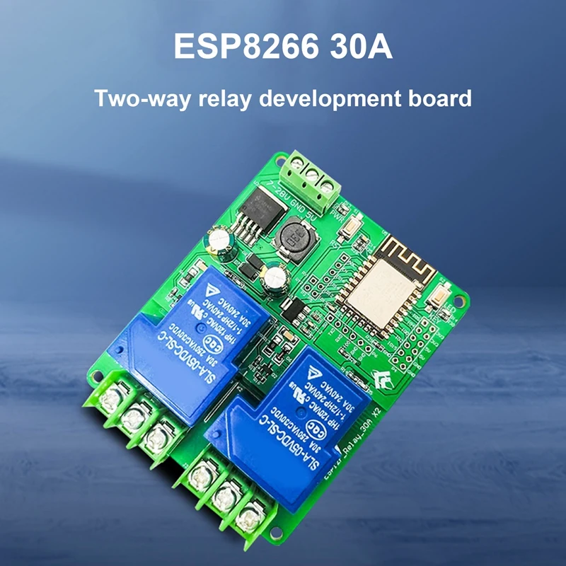 

DC7-28/5V Power Supply ESP8266 Development Board Wifi Dual Way 30A Relay Module ESP-12F Development Board