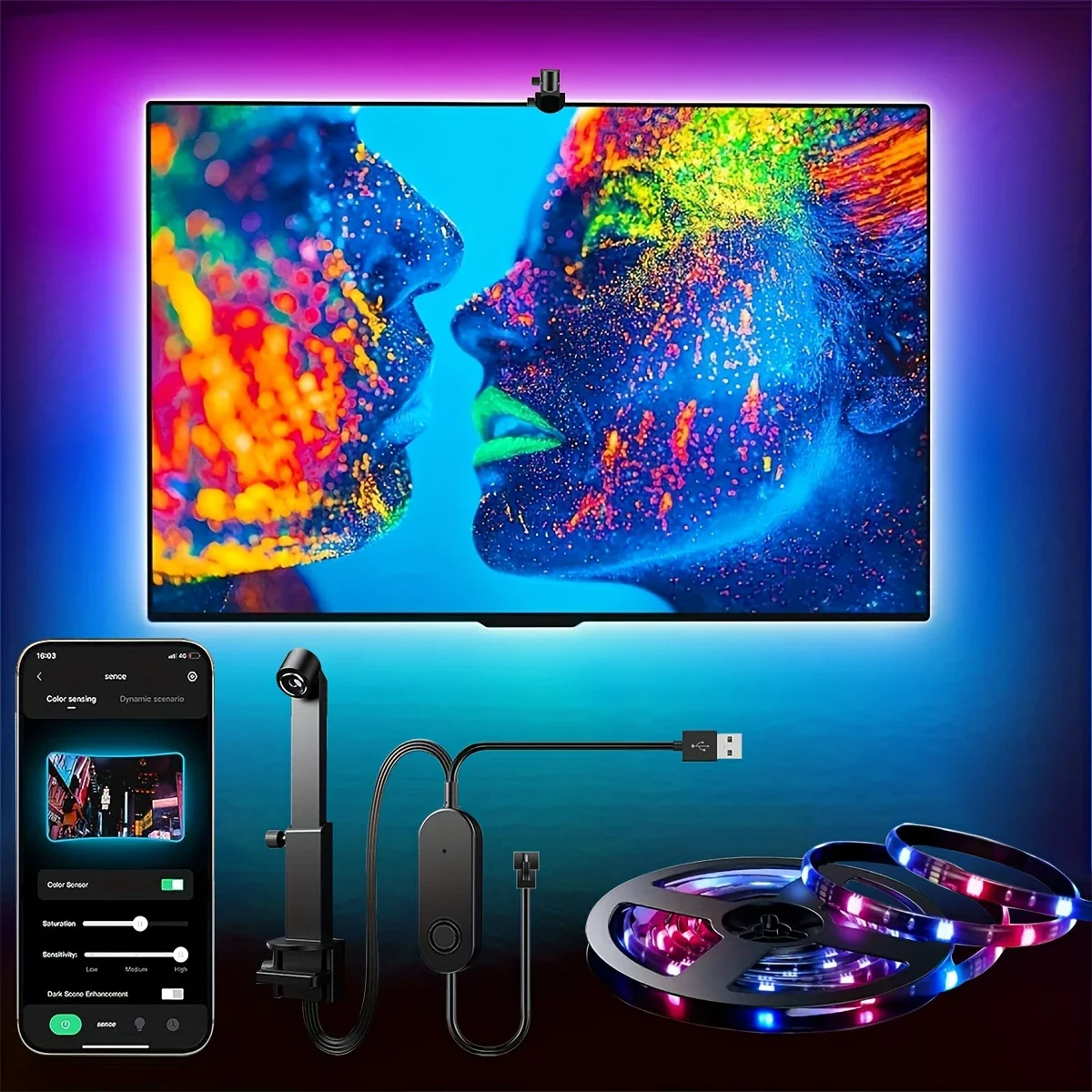 

Умная светодиодная лента Ambilight для телевизора 3,8 м RGBIC