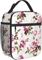 rose flower marble lunch bag reusable insulated lunch box thermal cooler totes bag for men women boys girls beach picnic work