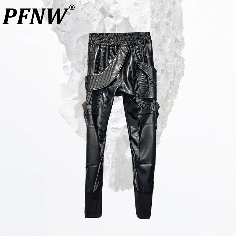 

Мужские и женские плиссированные кожаные брюки на молнии, в стиле панк