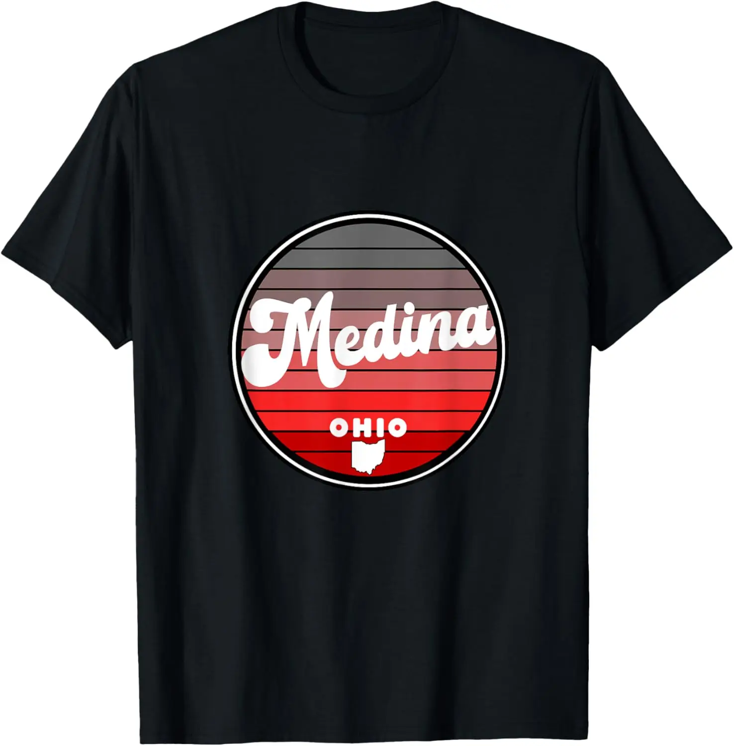 Круглая ретро-винтажная футболка с рисунком Medina City Area в Огайо OH