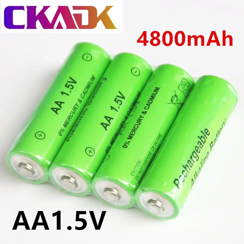 

4-20 шт., перезаряжаемые батарейки AA 1,5 в, 4800 мАч