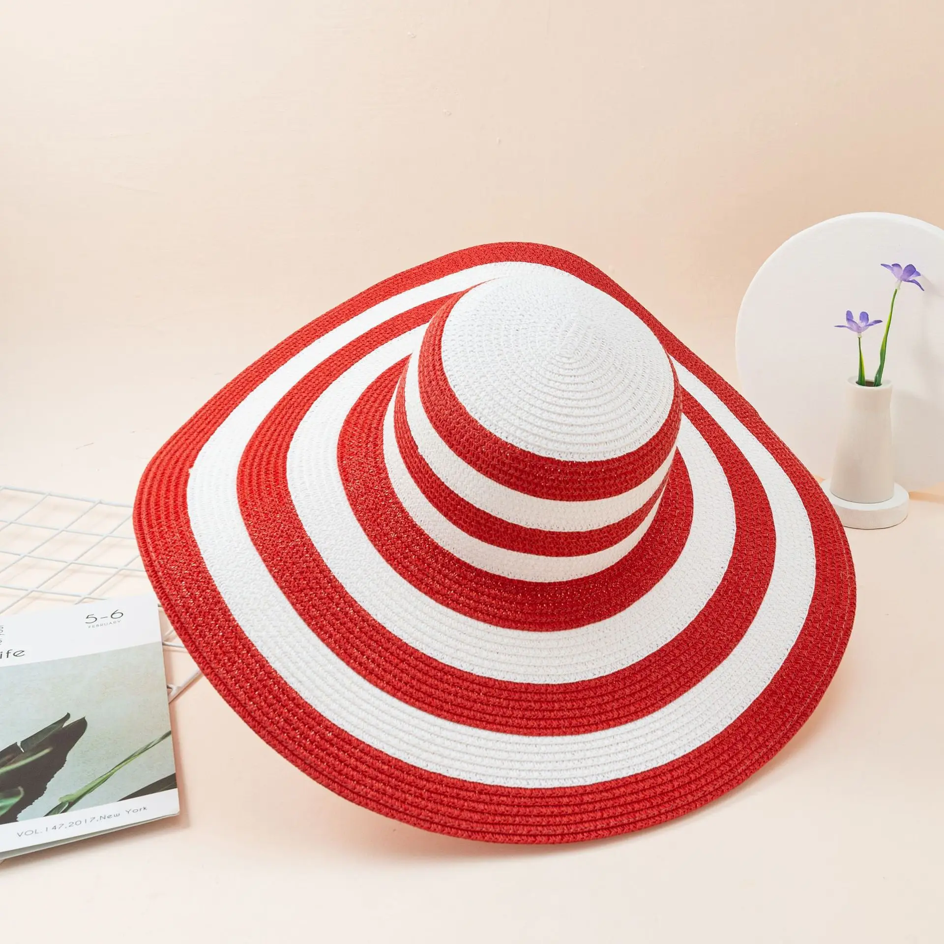 Шляпа женская Соломенная солнцезащитная широкополая дышащая с козырьком для