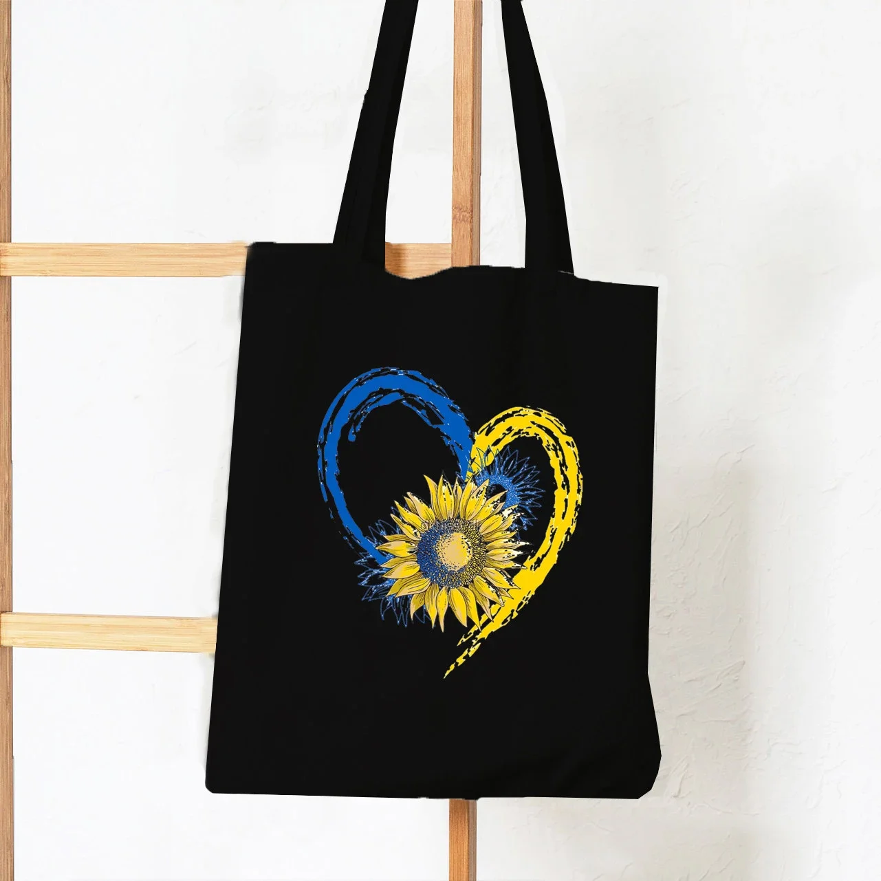 

Забавная Женская Холщовая Сумка-тоут Sunflower Heart в украинском стиле, многоразовый шоппер для девушек, складной Ecobag, эстетичная женская сумка д...