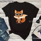 Женские футболки с принтом Fox Nerd, веселые футболки с абстрактным принтом, женские летние повседневные свободные топы с коротким рукавом в стиле хип-хоп