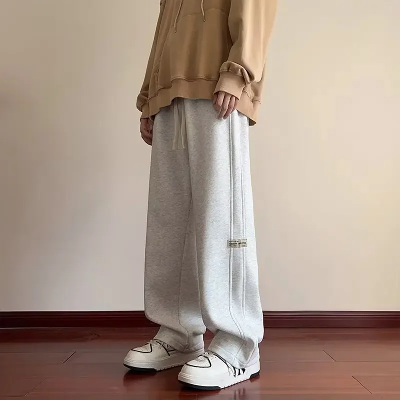 Повседневные мужские брюки свободного кроя летние серые спортивные с прямыми