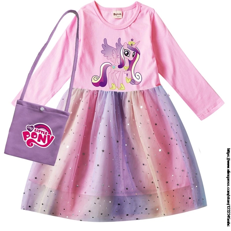 Весеннее платье для девочек + сумка мой маленький ребенок девочка Пони Детские