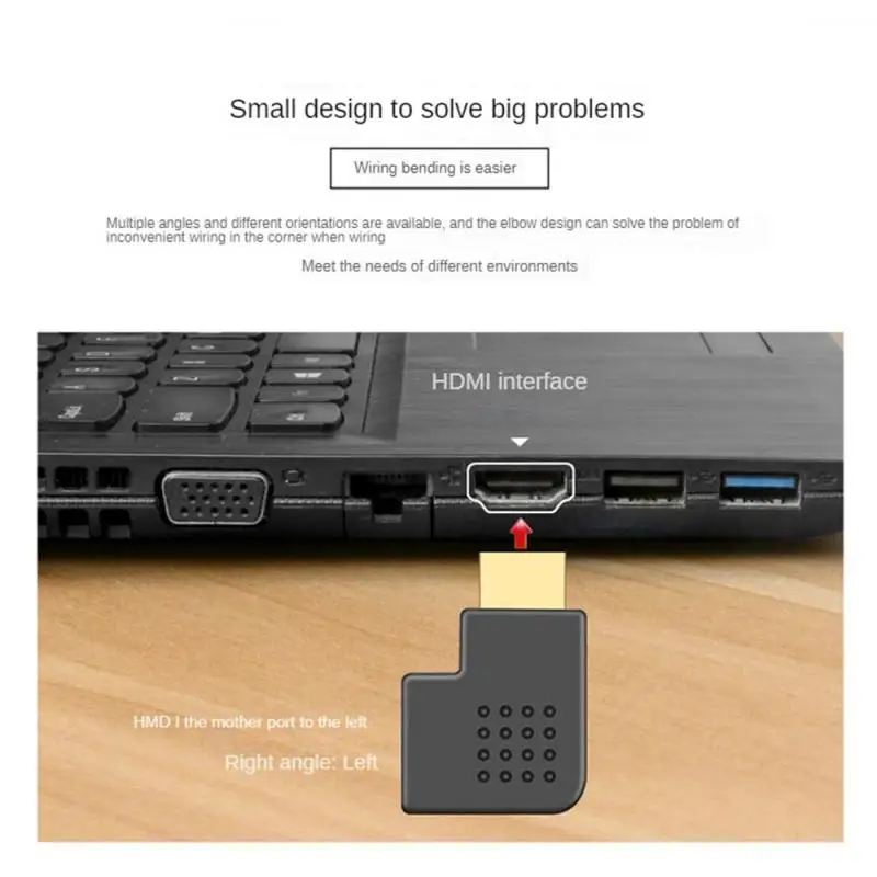 HDMI-совместимый адаптер штекер-гнездо 90 270 градусов левый конвертер для проектора