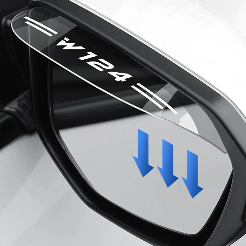 

2Pcs Flexible PVC For Mercedes Benz W124 Logo Car Rearview Mirror Rain Eyebrow Visor Rainproof Covers Auto Exterior Accessories