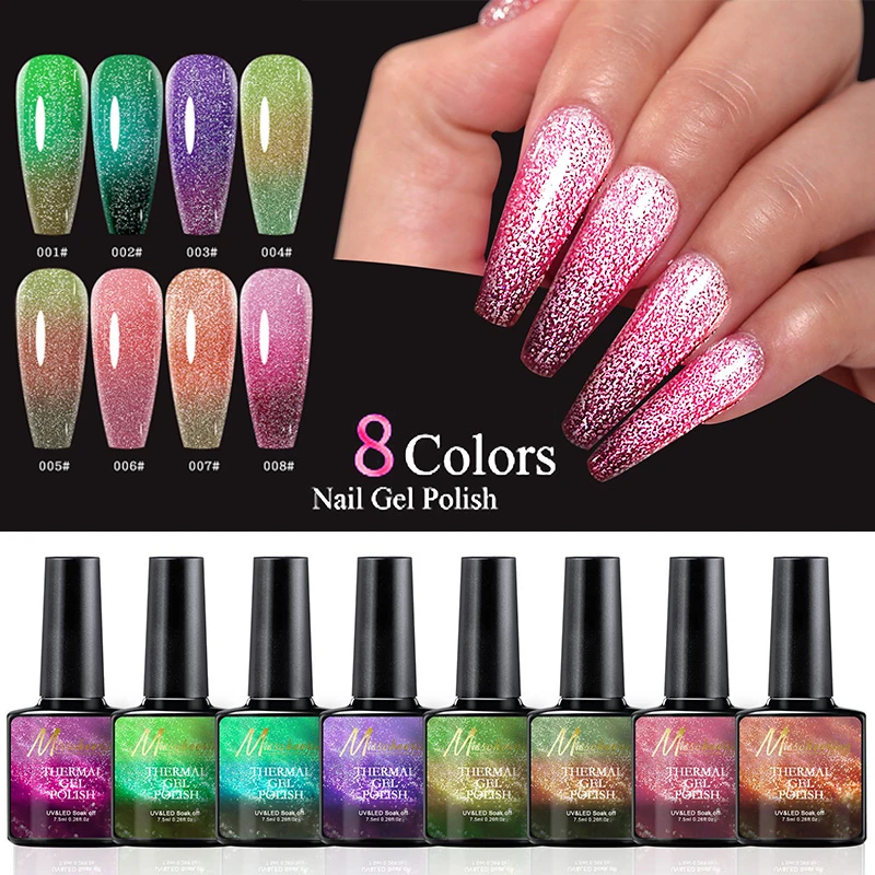 

Reflective Nail UV Gel Nail Polish Varnishes Temperature Color Change Nail Glitter Glue Laser Manicure Dazzling Long Lasting