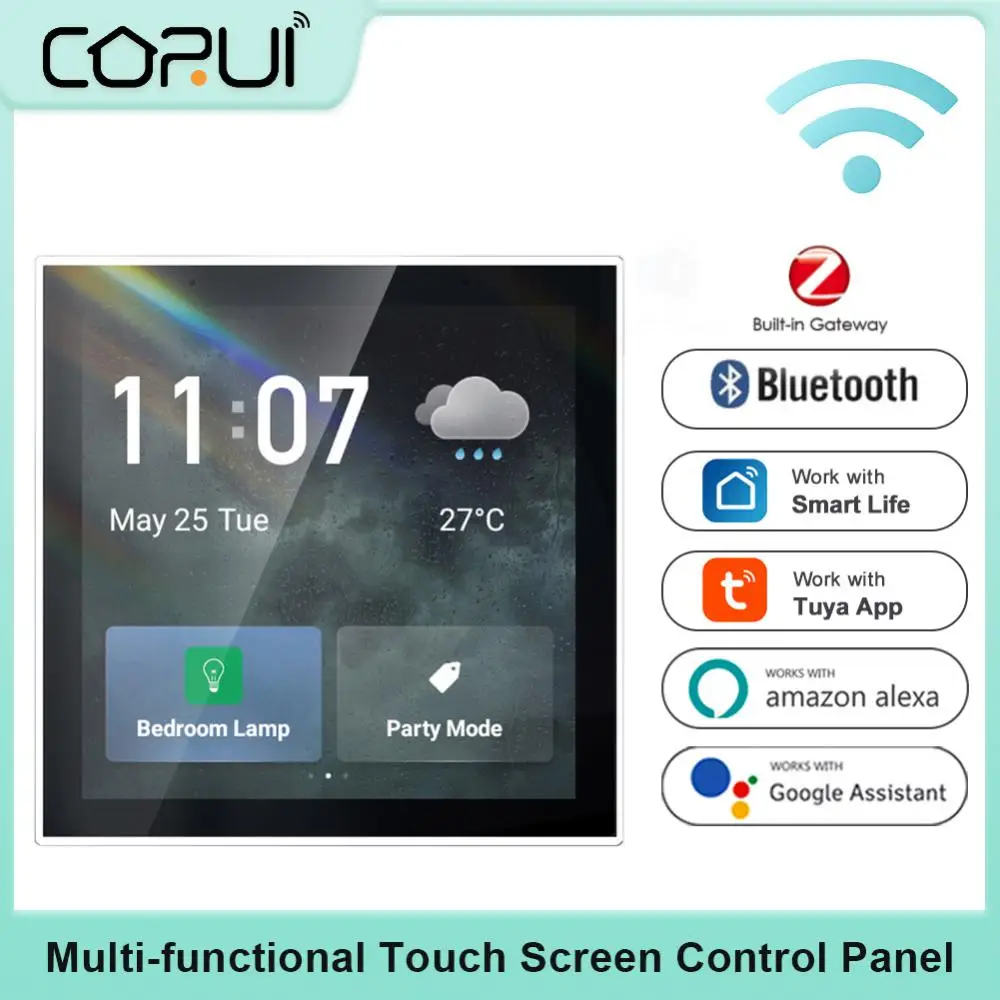 

CoRui Tuya Smart Home Multi-functional Touch Screen Control Panel 4 inches Central Control for Intelligent Scenes Smart Devices