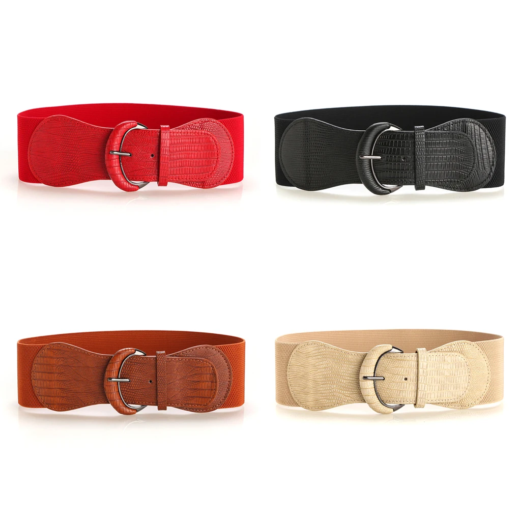 

Womens Dress Belt With Wide Elastic - Neat Look And Soft Texture Waist Belt Stretch Buckle