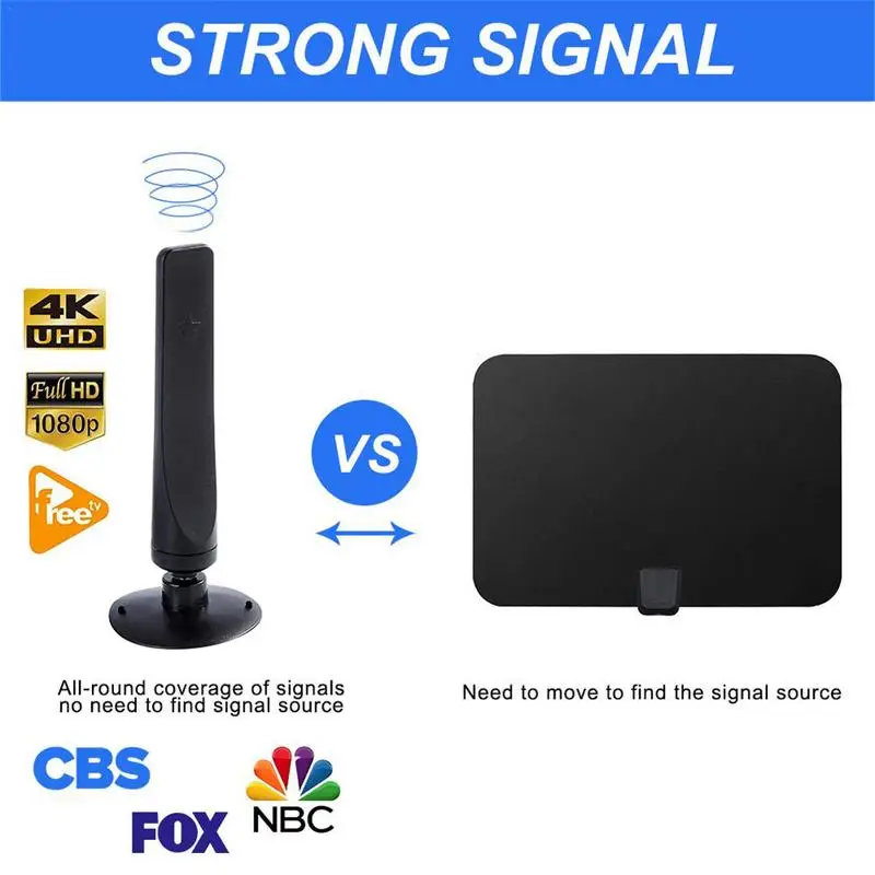 

1000 Miles Long-Range Indoor Digital TV Antenna 4K HD Signal Receiver Amplifier 1080P HDTV Free Channels Antenna With Adapter