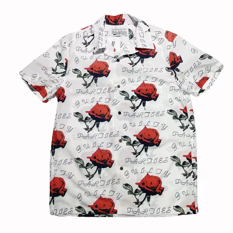 

2022ss Oversized WACKO MARIA Shirt Men Women High Quality All Over Print Summer Rose Hawaiian Wacko Maria Short Sleeve Shirts