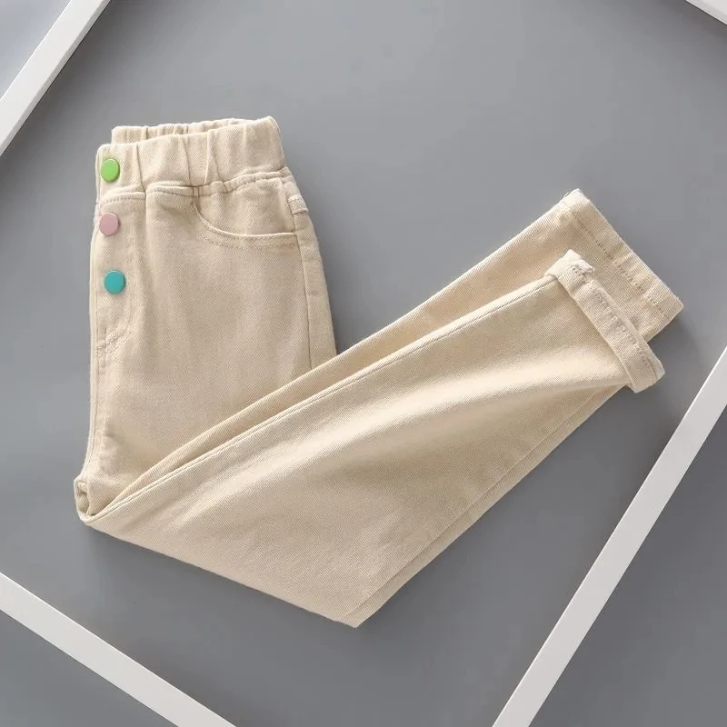 

Girls Pants Spring and Autumn Outer Wear New Kids Trousers Fashion Teenage Girls Cotton Pants Fleece Thick Winter Clohing